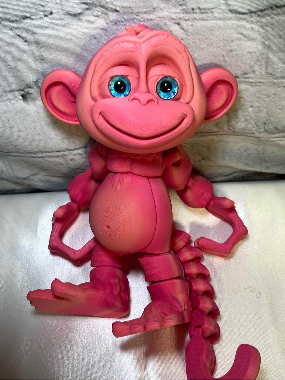 3D Printed Articulated Monkey Pink 10” - NEW